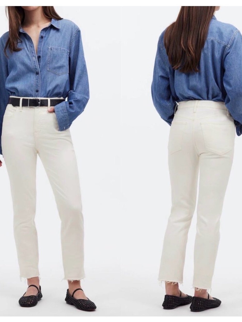 Madewell 29 The Perfect Vintage Jean with raw hem in Tile White